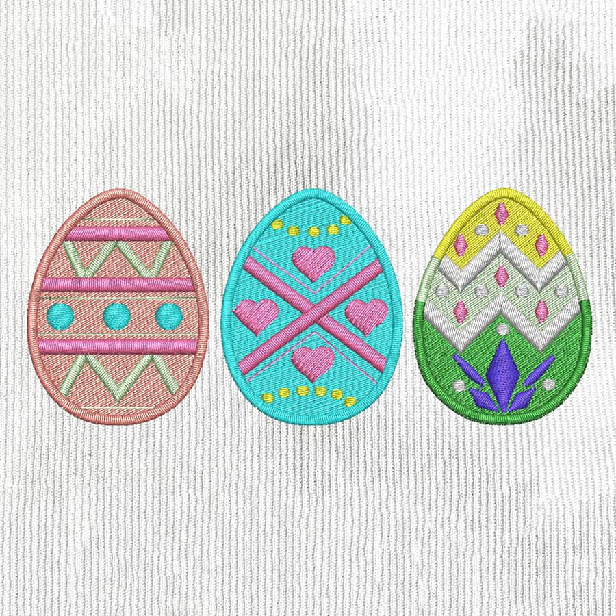"3 Easter Patterned Eggs" is a Free Easter Machine Embroidery Design from PRO Digitizing!