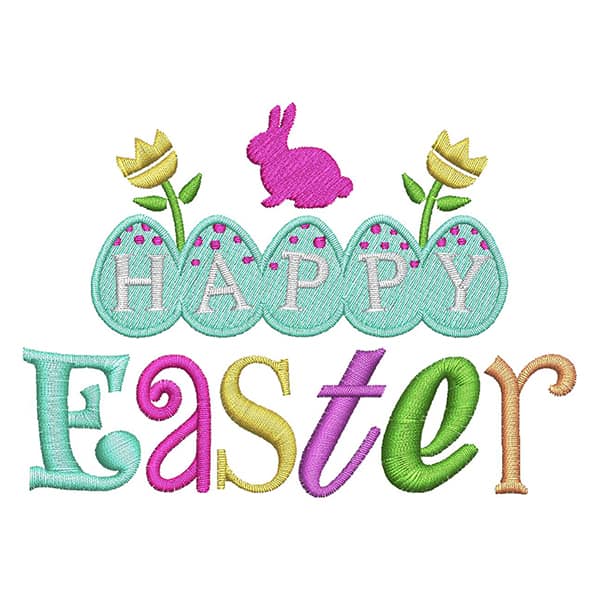 "Happy Easter Multi Font" is a Free Easter Machine Embroidery Design from PRO Digitizing!