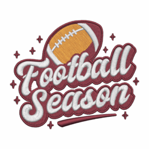 Free Football Season embroidery design – textured script text with football graphic.