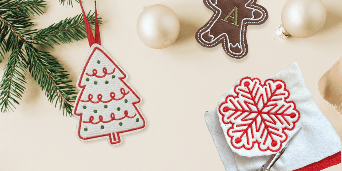 finished in the hoop embroidery christmas ornaments made with ITH files