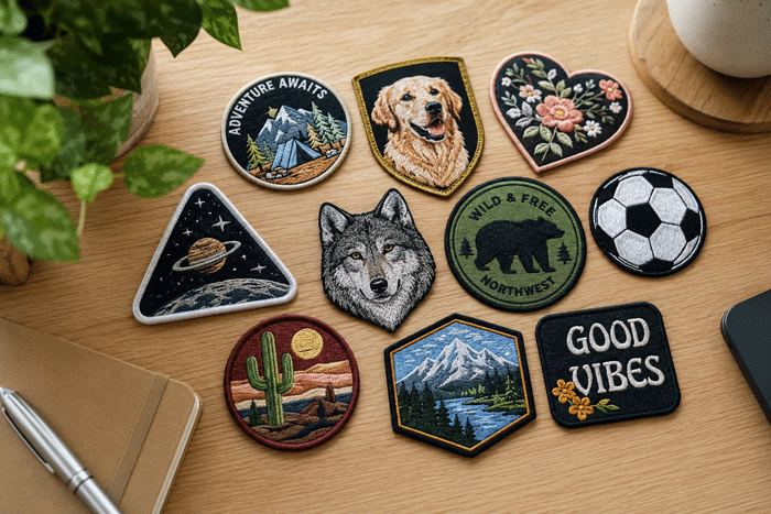 Collection of professionally embroidered patches with different themes and shapes